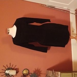 Vintage Vanna White, Genuine, Black Suede Leather, Dress, Size M.
